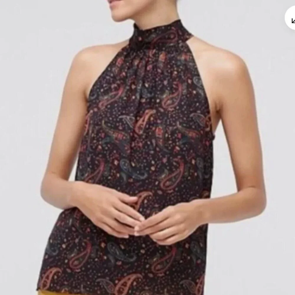 J.Crew Silk Paisley Halter Tie-Neck Top Size 2